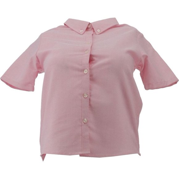 NWT LANDS' END GIRL'S SHORT SLEEVE OXFORD DRESS SHIRT DARK PINK 8‎ - Picture 1 of 7